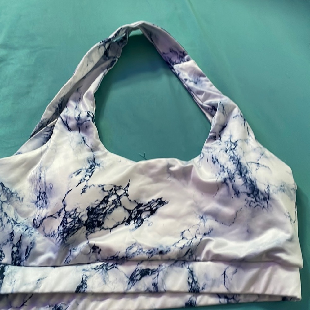 Blue marble colored sports bra